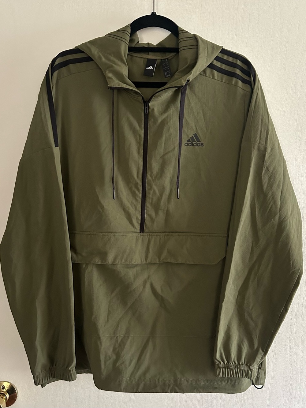 adidas Olive Green Half-Zip Pullover Windbreaker